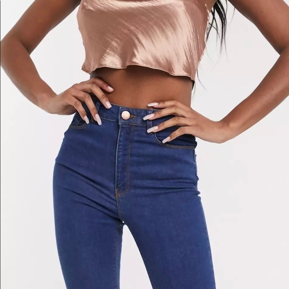 ASOS design tall Ridley high waisted skinny jean in flat blue wash - Picture 3 of 4